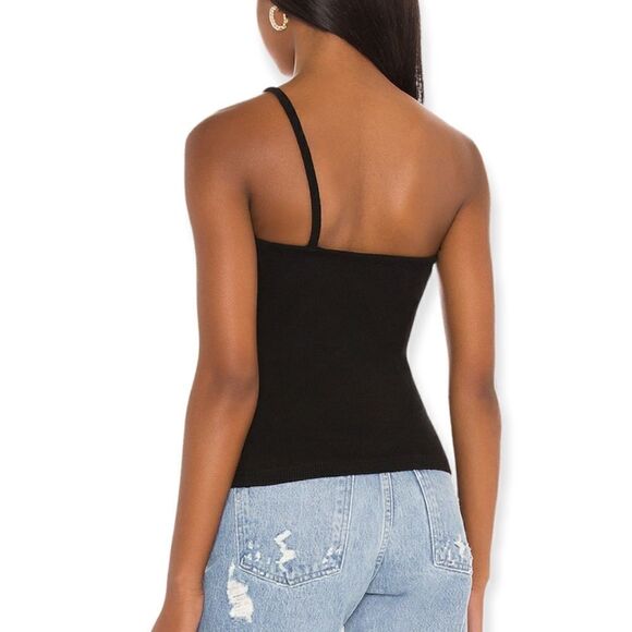 Agolde Black Ribbed Lola Gathered Front Tank Top Size Medium - Picture 6 of 6